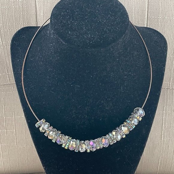 Women Necklace Choker Brown Tone Multi Clear Crystal Fashion Jewelry - Picture 2 of 10